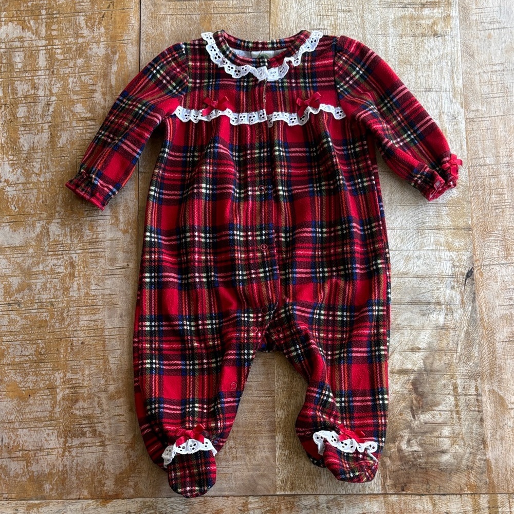 Little Me Plaid Girls One Piece 3m